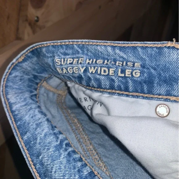 American Eagle Super High Rise Baggy Wide Leg Jeans Regular size 10 - Picture 12 of 13
